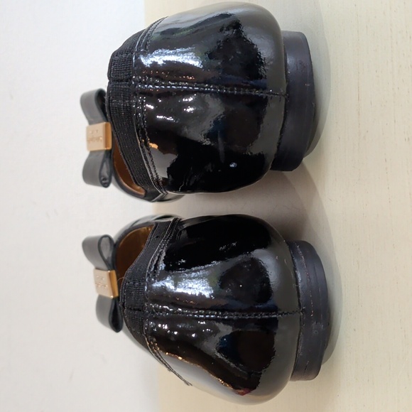 Kate Spade Black Ballet Flats Patent Leather With Bows Size 7.5 - Picture 6 of 11